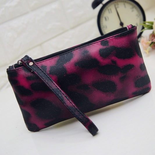 Animal Print Cosmetic Pouch, Magenta