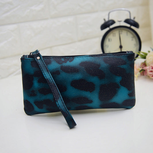 Animal Print Cosmetic Pouch, Deep Teal