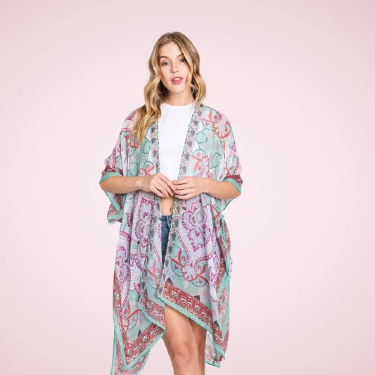 blossoming floral and paisley kimono colors include orchid mint sienna lavender gray and black