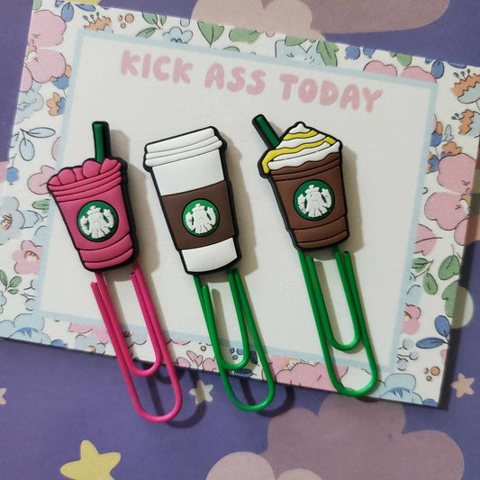 coffee lover jumbo paperclip bookmark for gifting to latte lovers and pink drink fans
