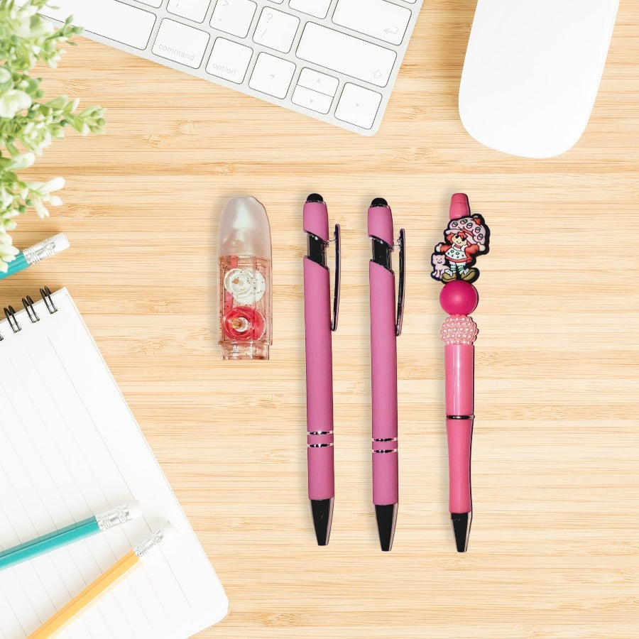 Strawberry Girl Silicone Beaded Pen