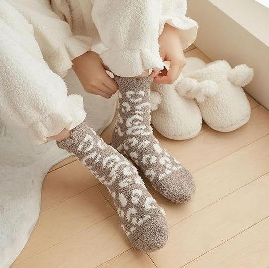 Leopard Print Cozy Socks for Women