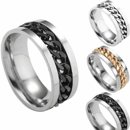 Men's Stainless Steel Curb Spinner Ring
