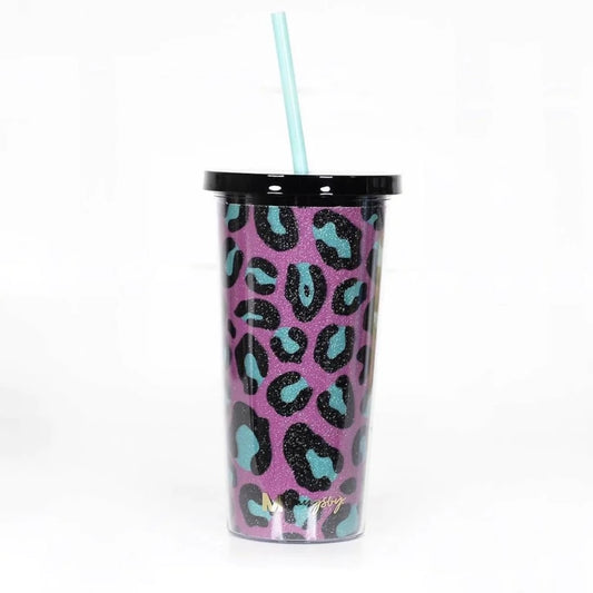 Purple and Teal Leopard Tumbler
