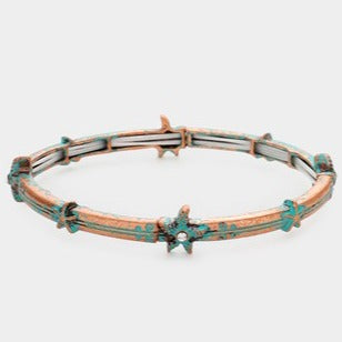 starfish stretch bracelet with patina finish