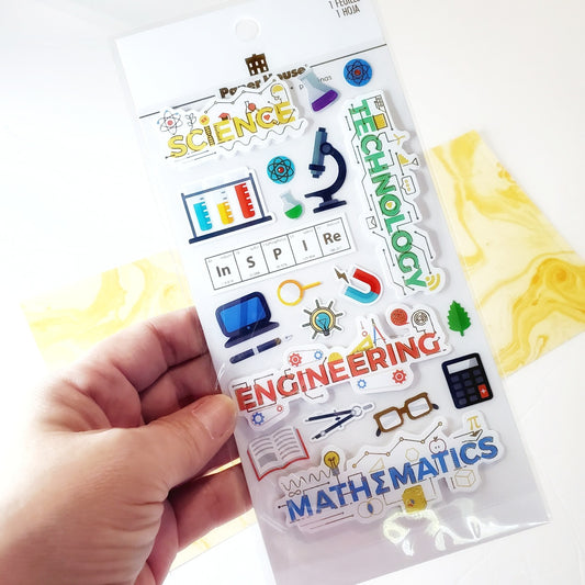 Stem die-cut dimensional stickers for scrapbooking, journals and decorating