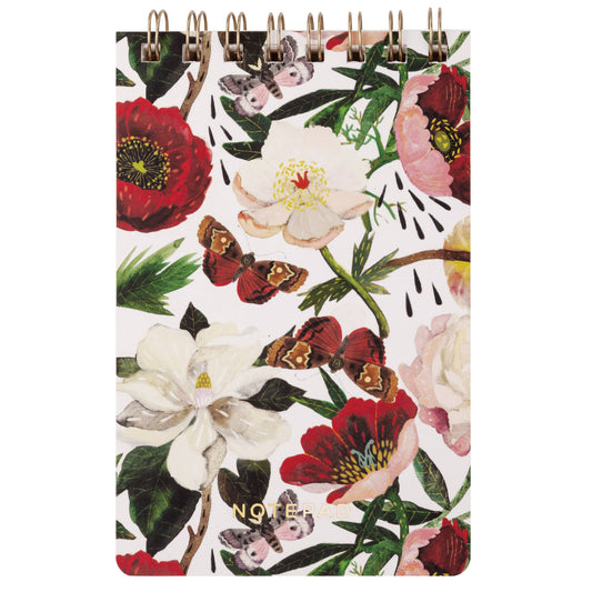 peonies top flip spiral notebook with lined pages