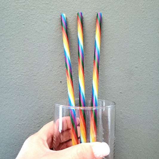 pride rainbow reusable plastic straw fits starbucks tumbler