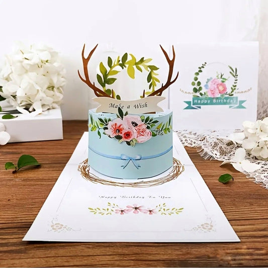 Boho Floral 3D Greeting Card, Birthday