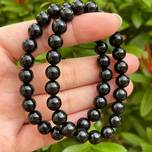 Black Obsidian Crystal Bracelets, 2 piece