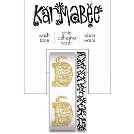 coordinating elephant washi tape set with gold foil accents