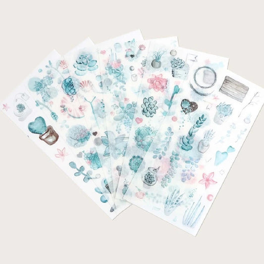Watercolor Succulents Washi Stickers
