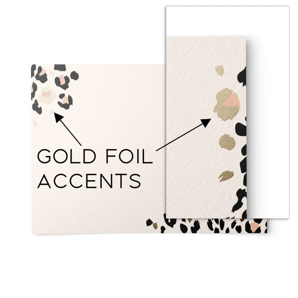 Cheetah Print Gold Foil Note Cards Set of 10 (4" x 6")