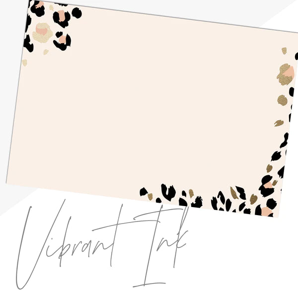 Cheetah Print Gold Foil Note Cards Set of 10 (4" x 6")