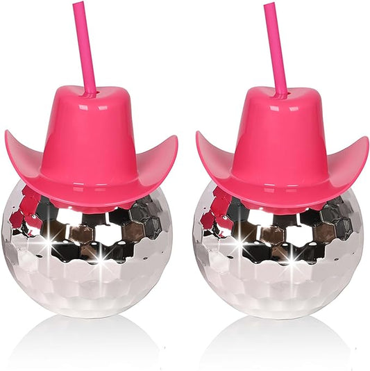 Rodeo Cowgirl Disco Ball Tumbler with Straw