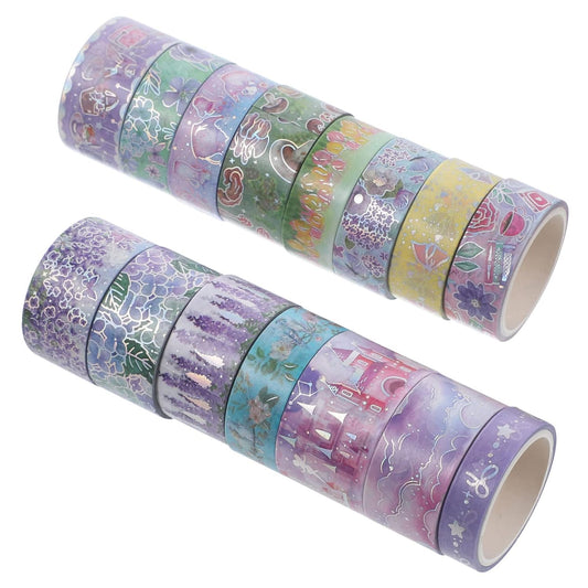 fairytale washi with castles mushrooms teatime flowers _ foil hot stamped washi 15 roll set