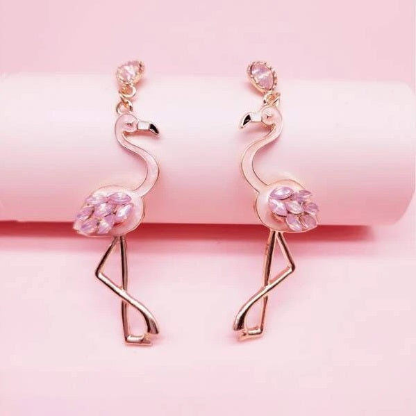 Rhinestone Flamingo Earrings