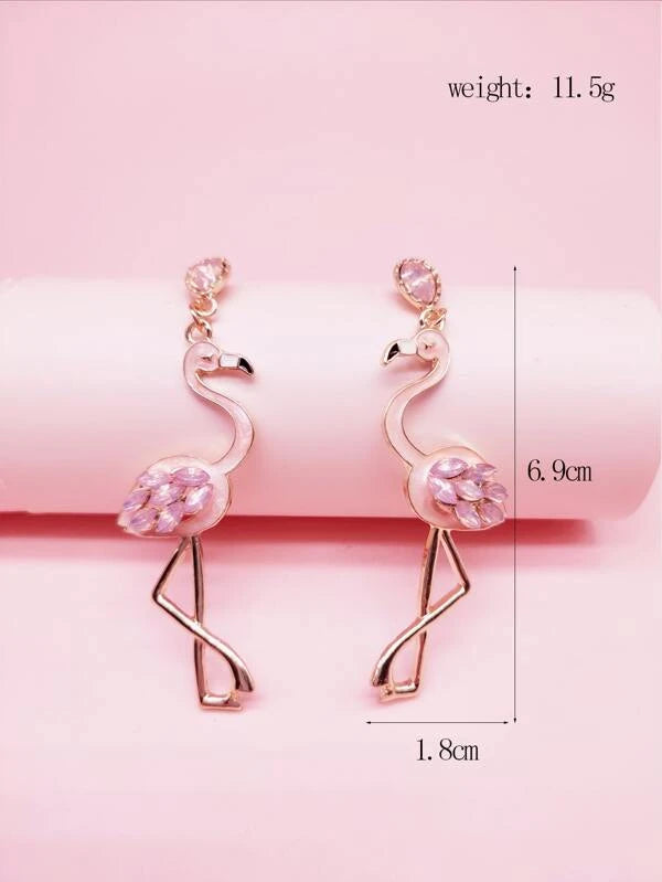 Rhinestone Flamingo Earrings