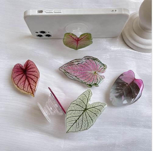 acrylic big plant leaf phone grip for plant lovers