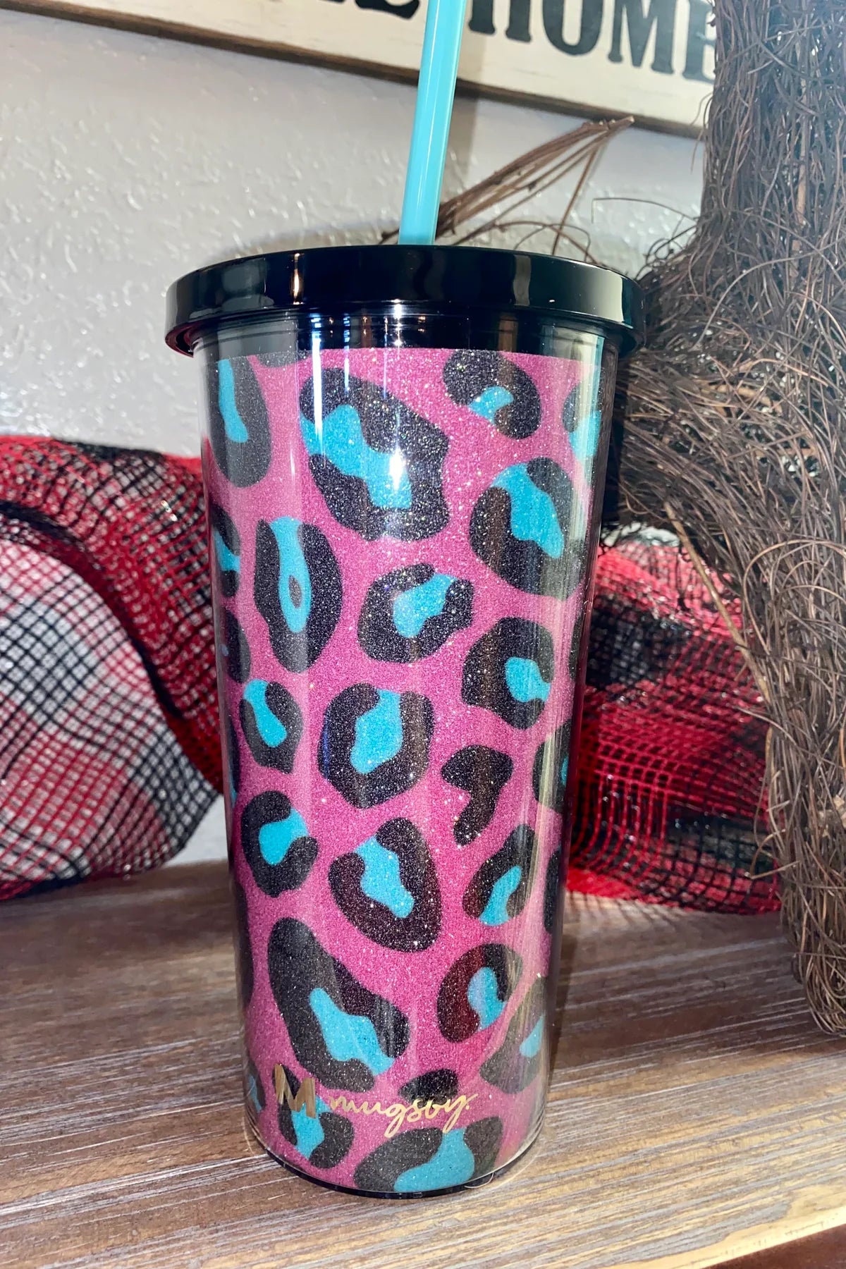 Purple and Teal Leopard Tumbler