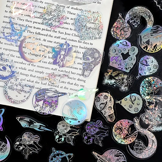 Holographic Space and Planet Theme PET Sticker Set