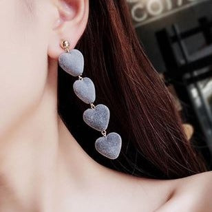 gray velvet heart earrings