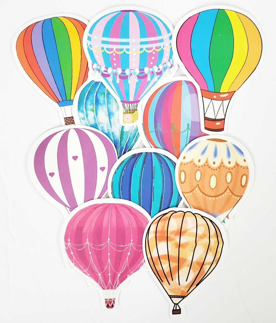 Hot Air Balloon Sticker Set, 10 pcs