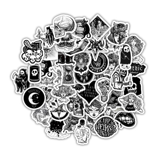 Witchy Vibes Monochromatic Sticker Set, 10 pcs