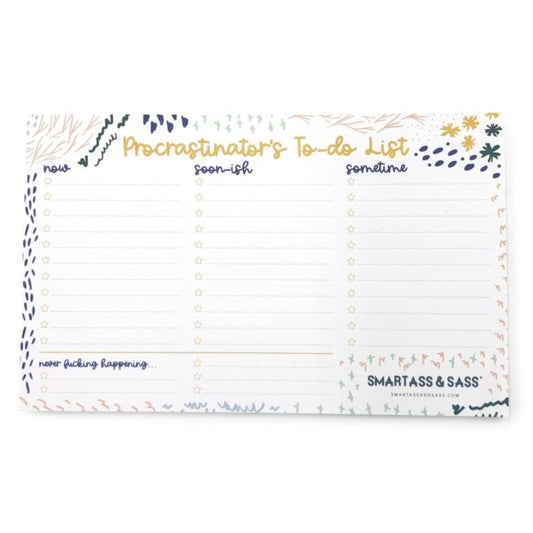 Procrastinators to do list funny notepad